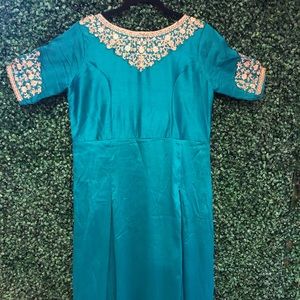 Teal blue Anarkali gown